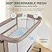 Cowiewie Bassinet Bedside Sleeper, Portable, Breathable, Adjustable Baby Bedside Bassinet for Peaceful Nights, Beige