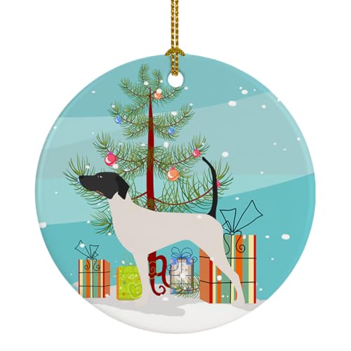 Caroline's Treasures English Pointer Merry Christmas Tree Ceramic Ornament Christmas Tree Hanging Decorations for Home Christmas Holiday, Party, Gift, 3 in, Multicolor
