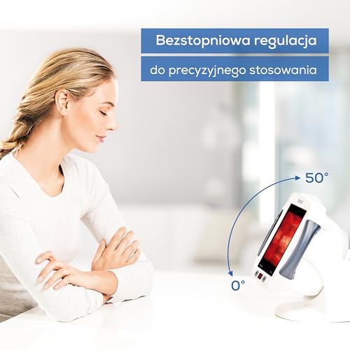 Beurer IL 50 Lampa na podczerwień, urządzenie medyczne, kojące ciepło do stosowania przy przeziębieniach i napięciu mięśni, lampa na podczerwień o mocy 300 W i bezstopniowo regulowany klosz, biały