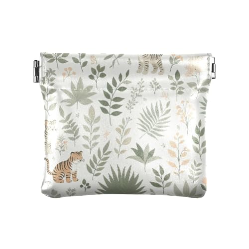 Jungle Plants Coin Purse Leather Pouch Change Purse, Squeeze Coin Pouch for Cards, Keys & Lipsticks, Unisex