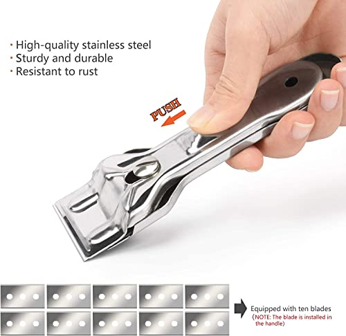 Foto von oumuik Ceranfeldschaber, Ceranfeld Schaber Kratzer mit 30 Edelstahl & Kunststoffersatzklingen Vignettenschaber/Glasschaber für Küchen, Herd