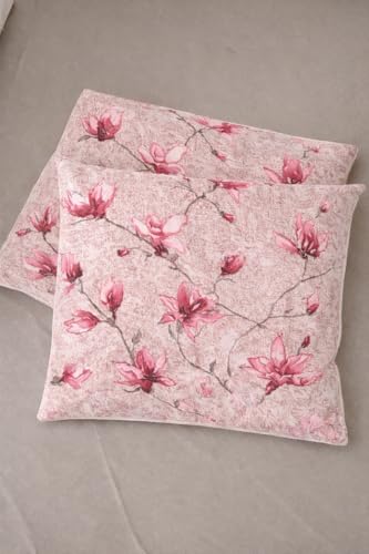 Image of Floral Throw Pillow Cover 18x18 Inch Set of 1, Square, Decorative Cushion Cover for Sofa Couch Bed, Vintage Flower Pillowcase for Living Room Bedroom Home Decor (Only Cushion Cover- Pink)