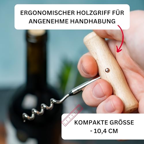 Foto von Westmark Korkenzieher, Wendel mit Seele, Länge: 10,4 cm, Holz/Stahl, Woody, Hellbraun/Silber, 10122270