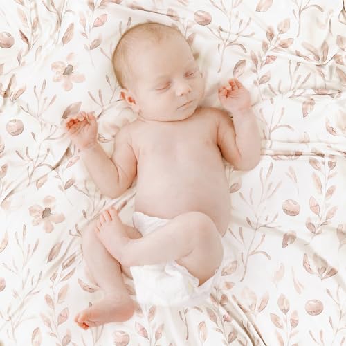 Image of GRSSDER Super Soft Jersey Knit Swaddle Blanket for Baby Girls, Double Layer Reversible Receiving Blanket 34 x 44 Extra Large for Baby Swaddling, Pink Flora