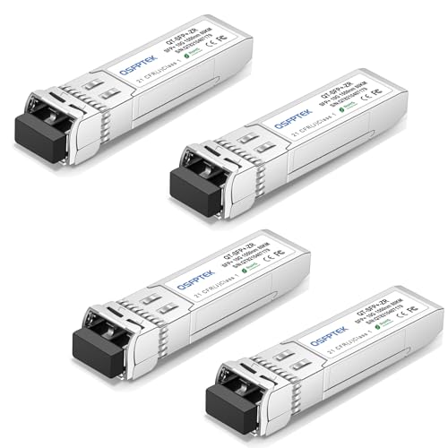 Image of QSFPTEK 10GBASE-ZR SFP Module, SFP+ 10GBASE-ZR /ZW 1550nm 80km Duplex LC SMF DOM Optical Networking Transceivers, Mini GBIC Compatible SFP-10G-ZR, and Other Open Switch, 4pcs