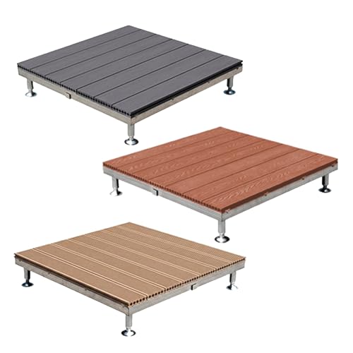 ASYJVWYZ Composite Deck Platform, Heavy Duty Modular Outdoor Patio Deck with Frame, Quick Assembly Flooring Solution for Balcony, Pool Area & RV Camping(Purple Sandalwood Color)