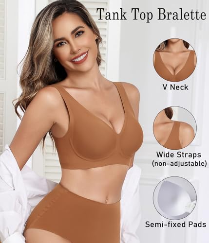 Image of Avidlove Wireless Bras for Women Comfortable Jelly Bra Deep V Seamless Bralette Full Coverage Padded Bralette Everyday