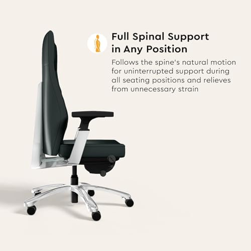 Image of Interio by Godrej Posture Perfect High Back Leather Executive Ergonomic Revolving Chair, 1 Year Warranty, Adjustable Armrest and Height (Black)