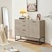 [en.casa] Comò con Anta e 3 Cassetti Armadio Basso Mobile Contenitore per Soggiorno Ingresso con Telaio in Metallo 75 x 100 x 35 cm Nero/Effetto Cemento Chiaro immagine