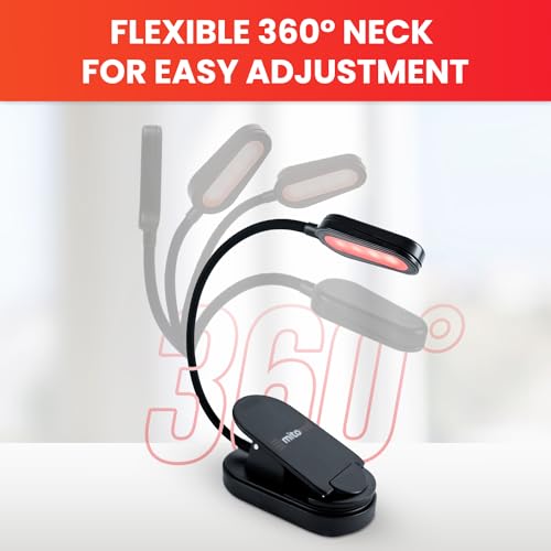 Image of Mito Red Light - Red Light Book Light Clip On - Book Lights for Reading at Night - Portable, Rechargeable Book Light with 360 Gooseneck - Reading Lights for Books in Bed