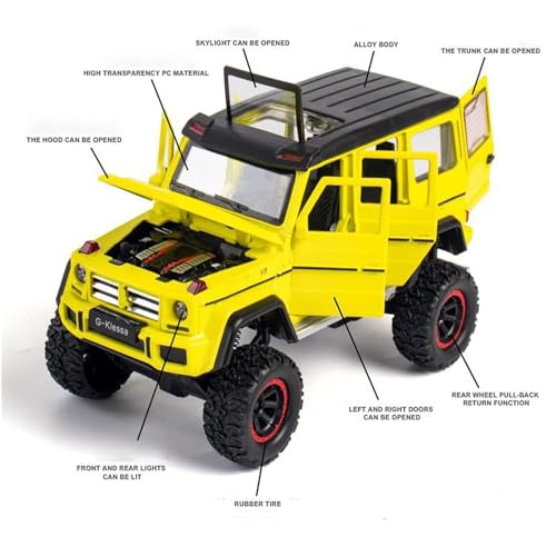 Image of New 1:32 AMG 4X4 Diecast Alloy Metal Pull Back Car with Openable Doors Music Sound and Light Vehicle Toy Car for Kids Boys (White)