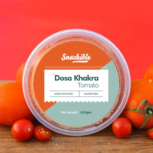 Image of Snackible Tomato Dosa Khakhra (Pack of 3) 3x100gm | Healthy Snack | Made with Ragi | Gluten Free | Source of Protein | No Preservatives