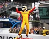 SPORTSPHOTOSUSA Alex Palou 2025 Indianapolis Indy 500 Winner Champion Auto Racing 8X10 Photo Celebrates on Car