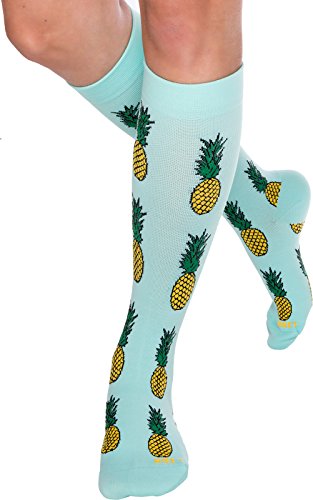 Fun Running Compression Socks - Graduated 15-25mmHG Colorful Knee High Sport Socks