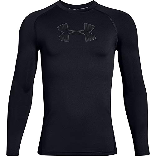 Under Armour Boys' HeatGear Armour Long Sleeve T-Shirt , Black (002)/Pitch Gray , Youth Medium