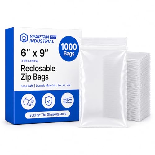 Spartan Industrial - 6” X 9” (1000 Count) 2 Mil Clear Reclosable Zip Plastic Poly Bags with Resealable Lock Seal Zipper