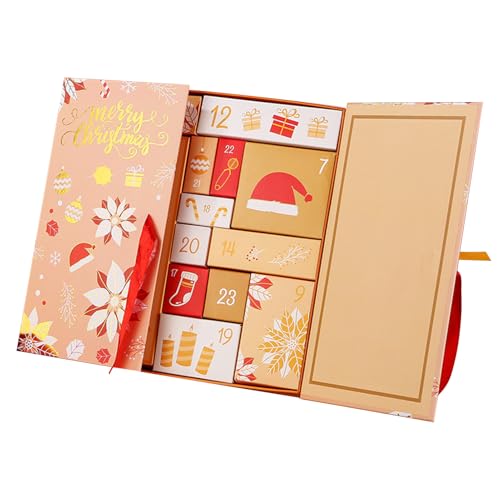 Calendario De Adviento Vacío - Caja De Regalo Navideña con Cuenta Regresiva - Calendario De Adviento Vacío 2025 para Rellenar para Galletas, Caramelos, Decoración De Navidad para Adultos Y Niños