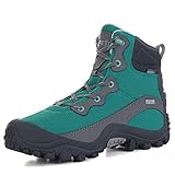 Skenary Womens Winter Ankle Snow Hiking Boots Warm Water Resistant Non Slip Boots Cyan 10.5