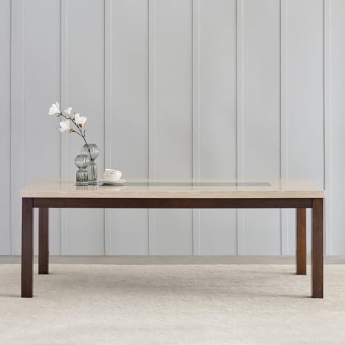 Image of Home Centre | Harmony | Faux Marble Top | 8 Seater Tables | Beige | 1 Year Warranty