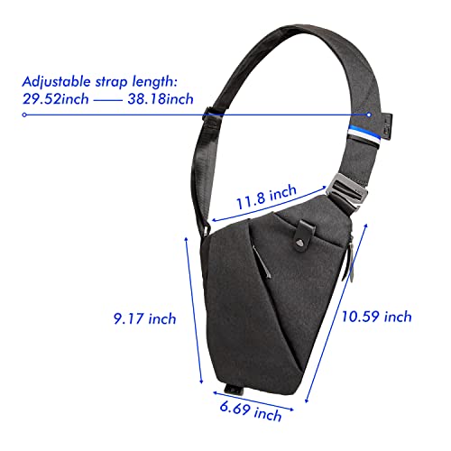 Niid Sling Shoulder Bag Anti-Theft Lightweight Crossbody Chest Daypack Backpack For Men Casual Travel Hiking, Fino Neo Dark Grey #TOP3