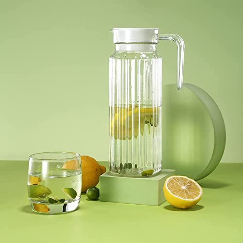 Image of Premium Water and Juice Glasses Set of 6 350ML and 1 Liter Water Jug 1 Piece,Transparent Glass and Jug Set for Dining Table,Party,Gift Set,All pourpse use