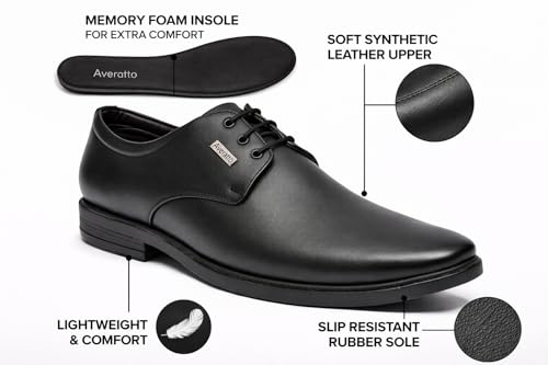 Image of Derby Shoes with Lace-Up Closure, Synthetic Upper, Airmix Sole, Black, Lightweight, Classic Formal Style for Men