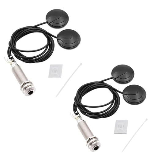 Pickups Set,Juego De Pastillas Para Guitarra 2X Micrófono Transductor Piezoeléctrico Acústico Contacto Para Guitarra Violín Ukelele Mandolina