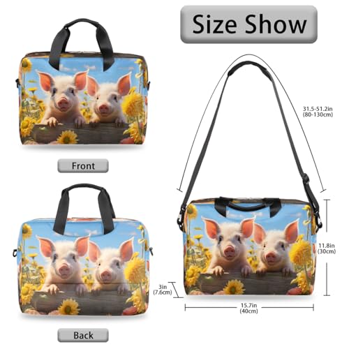 Bolsa para laptop con diseño de cerdito y girasol miniatura 6