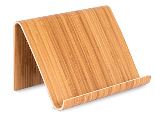 Sofia + Sam Bamboo Tablet Holder And Stand - Natural Wood - Works With Ipad, Surface Etc. - Cookbook Book E-Readers Smartphones - Kitchen Table Top - Wire Organizer #TOP2
