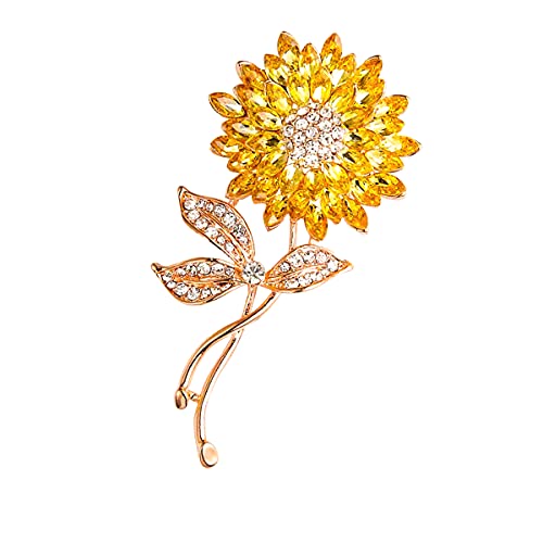 Image of BeeGift Brooches for Women, Sunflower Brooch Pin Wedding Embellishment DIY Brooch Mother's Gift (Gold Crystal-1pcs)