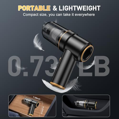 Image of KMM Handheld Car Vacuum Cleaner, 9000PA Vacuum Cleaner & Air Duster, 120W High Power Vacuum Portable Cordless, Hand Held Vacuum Rechargeable with Multi-Nozzles & LED Light for Home, Car, Office