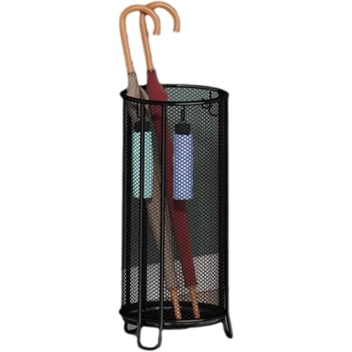 lisBaby 傘立て 傘たて おしゃれ 業務用 安定 スリム アンブレラスタンド 長い傘/折り畳み傘収納 フック付き 玄関収納 シンプル 傘置き 倒れにくい (ブラック,Small)