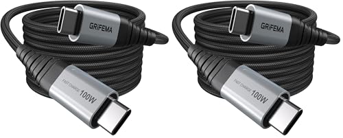 GRIFEMA Cable USB C, 2m 100W PD 5A, Carga Rápida QC 4.0, Nylon Trenzado, Cable de Datos para iPhone 16 15, Samsung S23 S22, iPad Pro, MacBook, Google Pixel y Más (Paquete de 2)