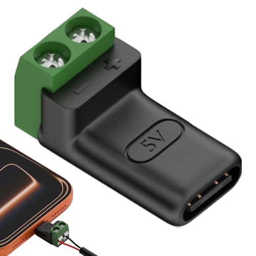 SVCEQZE Adaptador Tipo C | Bloque De Terminales Macho De 2 Pines   Adaptador De USB A Terminal De Tornillo 2 Pines,para Industrial Científico DIY Teléfonos Móviles Tabletas Cámaras