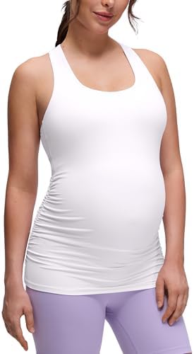 CRZ YOGA Butterluxe Maternity Racerback Tank Tops - Ruched Sleeve...