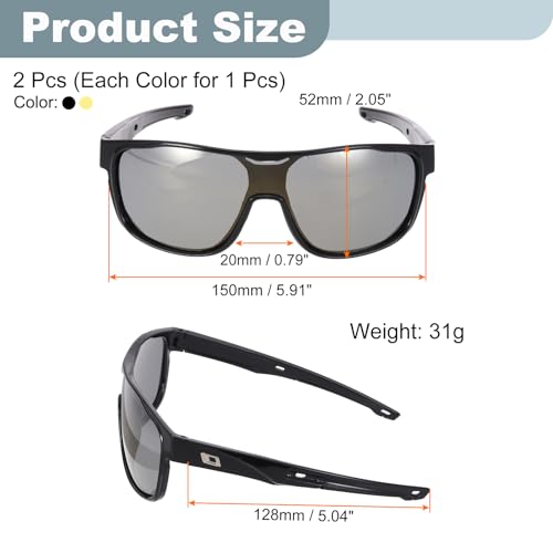 2 gafas de sol polarizadas de ciclismo con montura negra y lentes doradas y transparentes 2