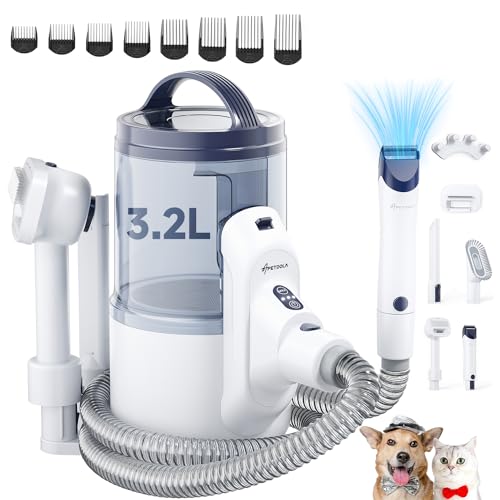 APD APETDOLA 5 in 1 Pet Grooming Vacuum, Dog & Cat Grooming Kit, 3.2L Dust Cup, 18Kpa Suction, Quiet...