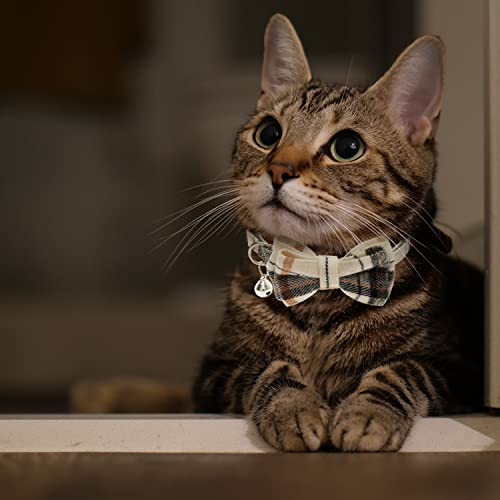 Jvvgpet Breakaway Cat Collars - Bow Tie Cute Cat Collar With Bells For Girl Boy Cats, Puppy - Plaid Soft Adjustable Pet Collars Cat Accessories #TOP4