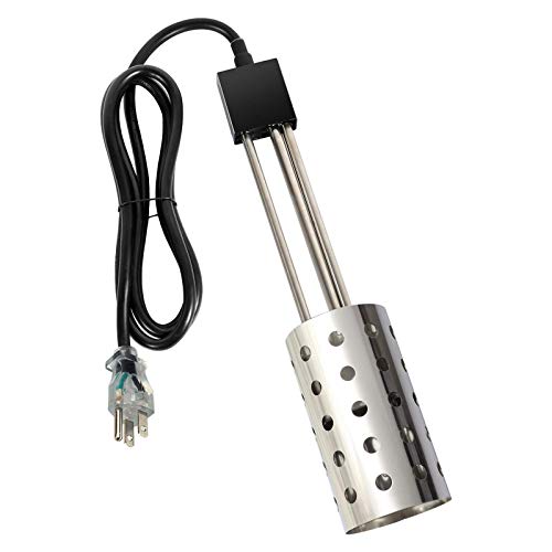 Gesail 1500W Electric Immersion Heater, UL-Listed Bucket Water Heater with 304 Stainless-steel Guard, Submersible Bucket Heater with Thermostat and Auto Shutoff, LCD Thermometer Inlcuded