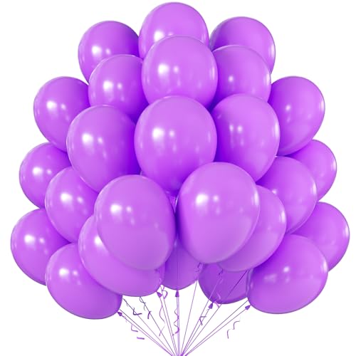 Image of KALOR 10 Inch Light Purple Balloons, 100 Pcs Latex Helium Balloons for Kid's Birthday Party Baby Shower Wedding Graduation Graduation Party Decorations