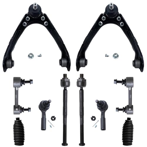 Image of Detroit Axle - 10pc Front End Suspension Kit for 2006-2012 Chevy Colorado GMC Canyon, 2007-2008 Isuzu i-290, Upper Control Arms w /Ball Joint Sway Bars Tie Rods Boots Replacement
