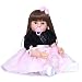 FMHCTN 22inch/55cm Soft Silicone Vinyl Body Reborn Baby Dolls with Long Hair Pink Dress Réaliste Toddler Princess Girl Doll (Blonde Hair Blue Eyes)