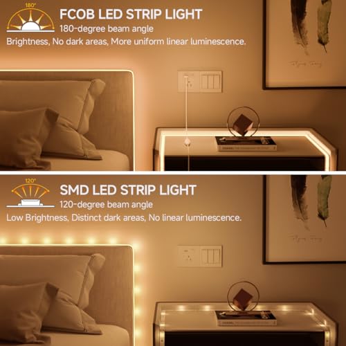Image of BTF-LIGHTING 5V USB COB LED Strip Lights Super Bright Dimmable LED Tape Light,Warm White 3000K 6.56FT Flexible Light Strip with Strong 3M Tape for 3D Printer,TV Backlight,Cabinet,Home Lighting