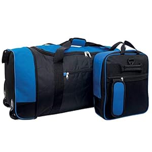 iN Holdall with Wheels - Wheeled Holdall - Bags with Wheels - Wheeled Travel Bag - Extra Large - Travel Bag - Weekender Bag - Duffle Bag (Black/Blue) 80L