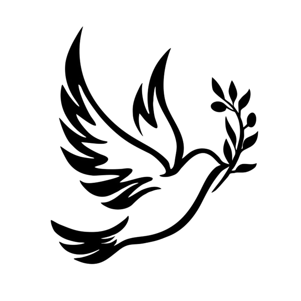CTRLZS Metal Wall Art of Peace Olive Branch Decor Olive Branches Peace Black Outline White Metal Wall Decor