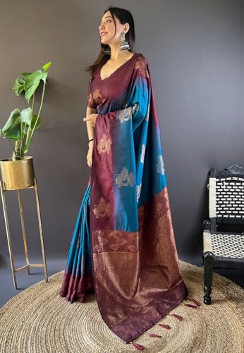 Image of SGF11- Women's Kanjivaram Woven Soft Silk Saree With Blouse Piece