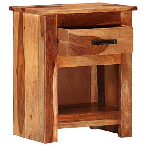 ZQQLVOO Mesita de Noche de Madera Maciza con Diseño Rústico, 1 Cajón y 1 Estante para Almacenamiento, Mueble Auxiliar Duradero y Estable, Fácil Montaje, Ideal para Dormitorio o Salón