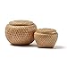 Gekkoli Set di 2 piccoli cestini decorativi con coperchio in bambù per riporre piccoli oggetti fatti a mano e intrecciati (un rotondo e un rettangolo)