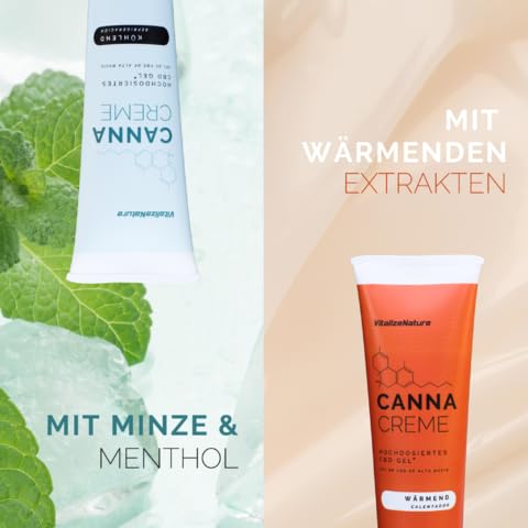 VitalizeNature CANNA CREME – Hochdosiertes CBD Gel 1425 mg – Wärmendes Muskel- & Gelenkgel mit CBD & Wärmextrakten – Unterstützt Beweglichkeit & Löst Verspannungen – 120 ml