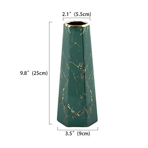 25cm Verde Oro Marmo Fiori Vaso Decorativo di